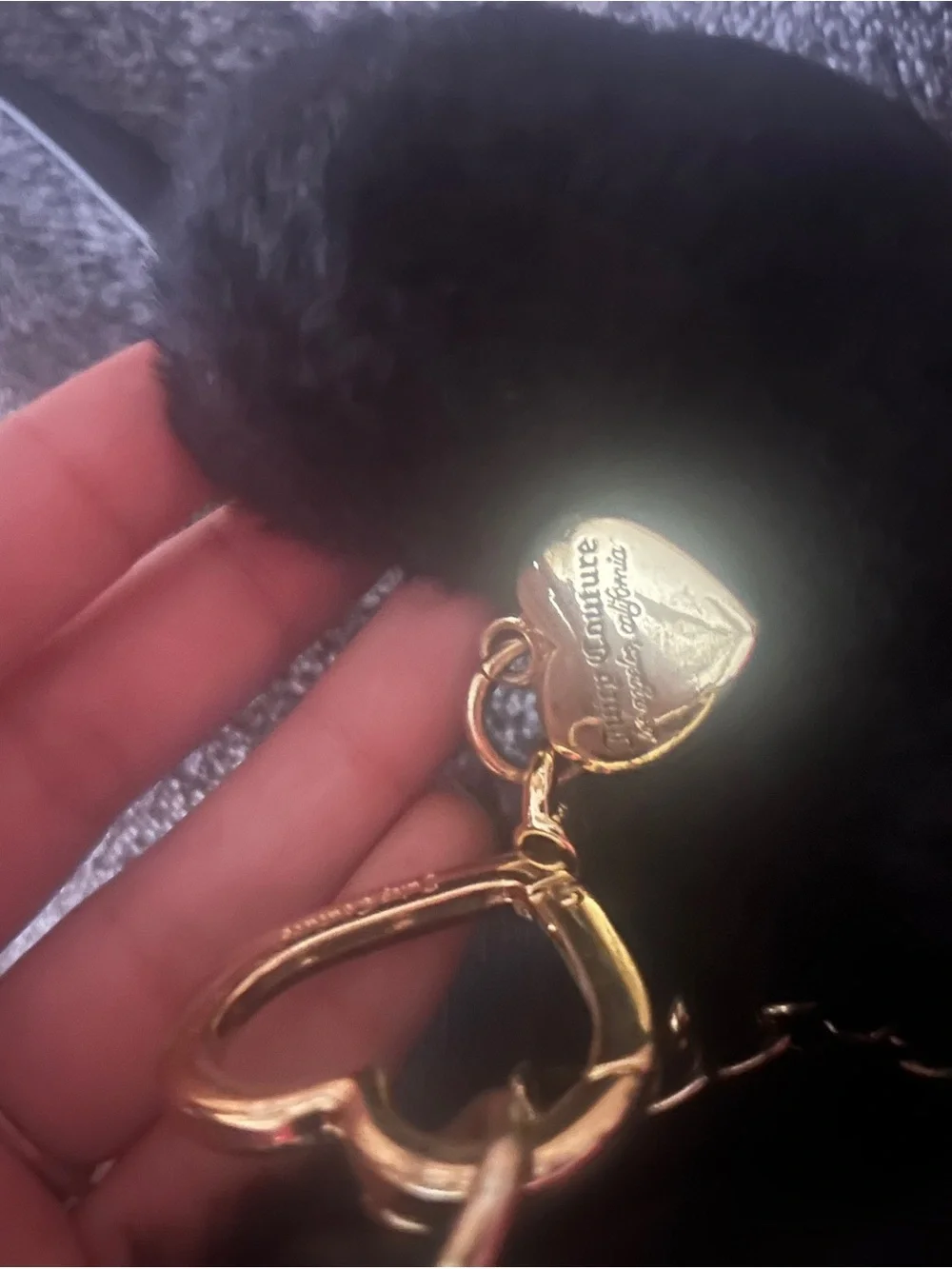 Juicy Couture Black Faux Fur Crossbody with Gold Logo